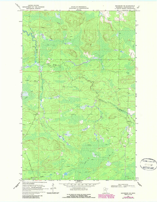 Classic USGS Ericsburg SE Minnesota 7.5'x7.5' Topo Map Image