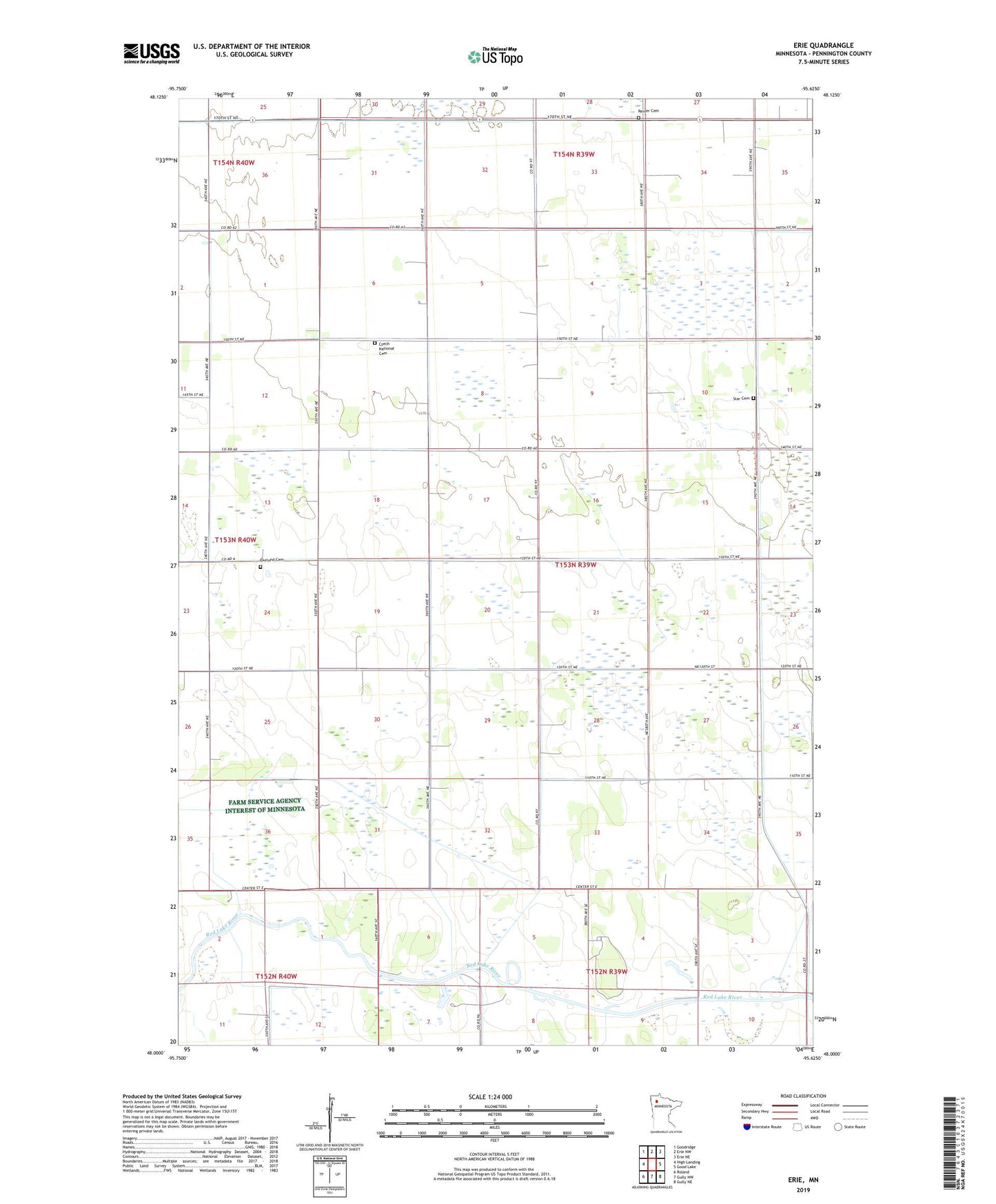 Erie Minnesota US Topo Map Image
