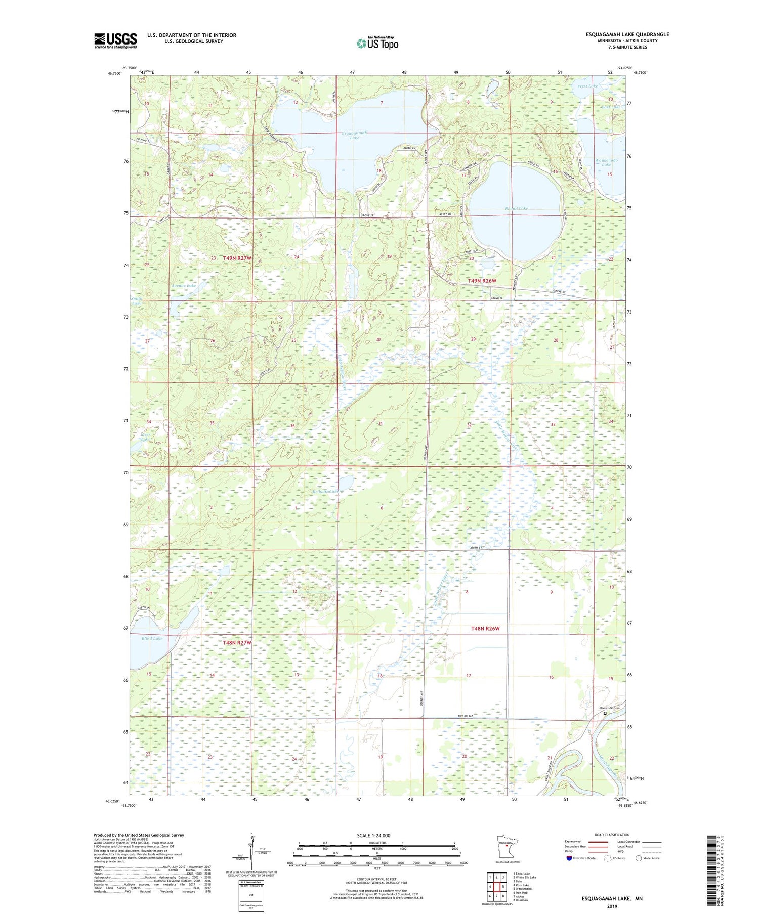 Esquagamah Lake Minnesota US Topo Map Image