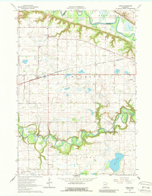 Classic USGS Essig Minnesota 7.5'x7.5' Topo Map Image