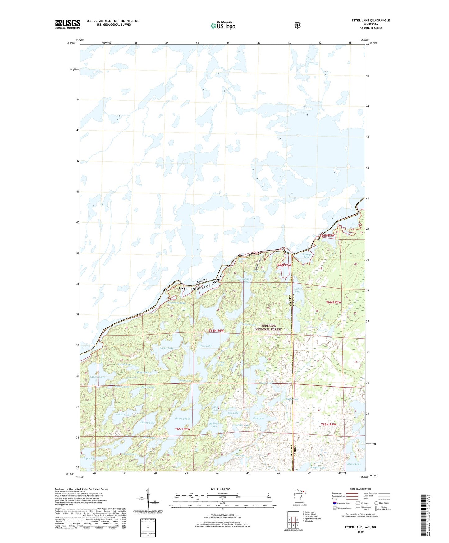 Ester Lake Minnesota US Topo Map Image