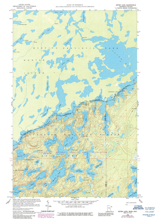 Classic USGS Ester Lake Minnesota 7.5'x7.5' Topo Map Image
