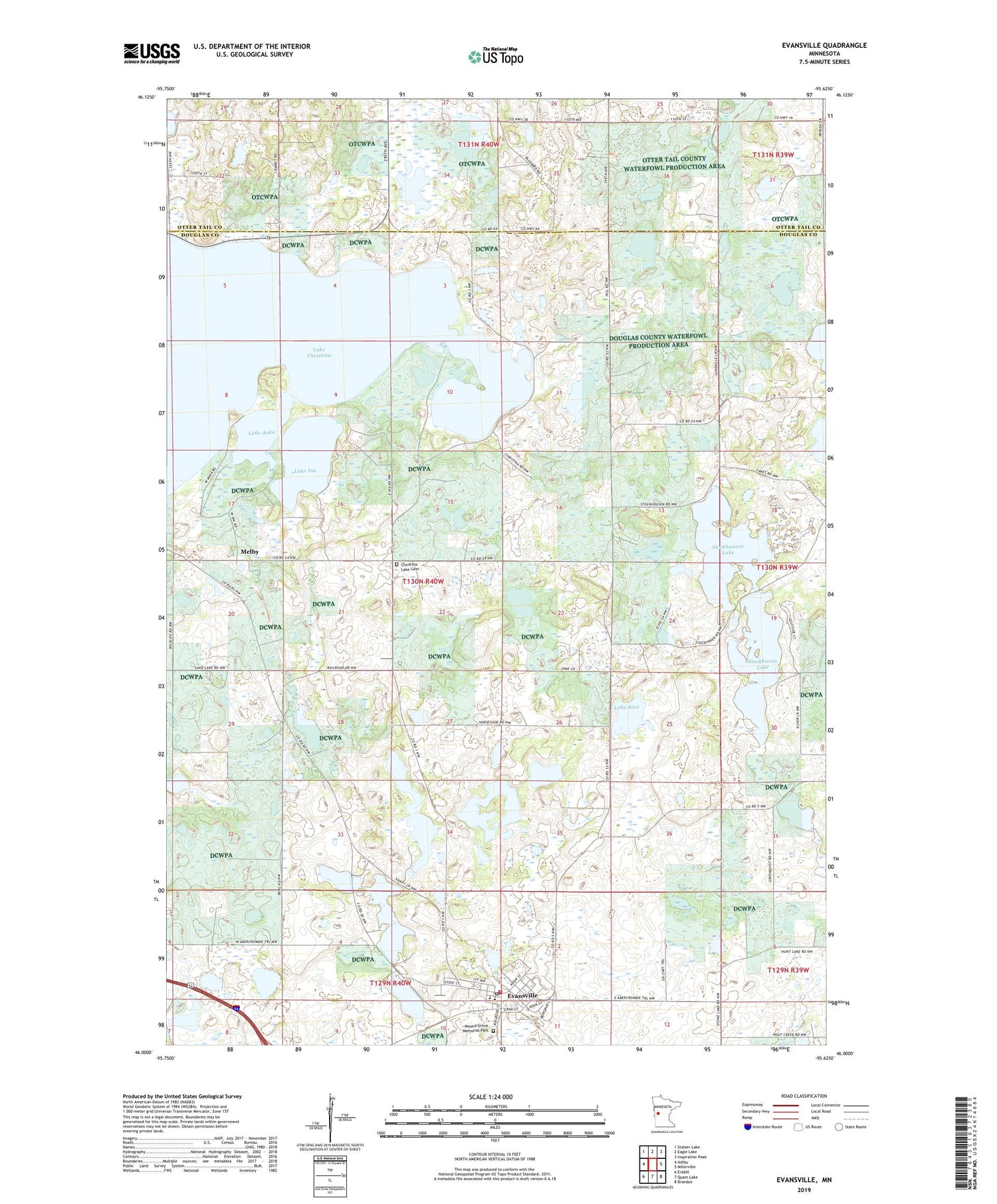 Evansville Minnesota US Topo Map Image
