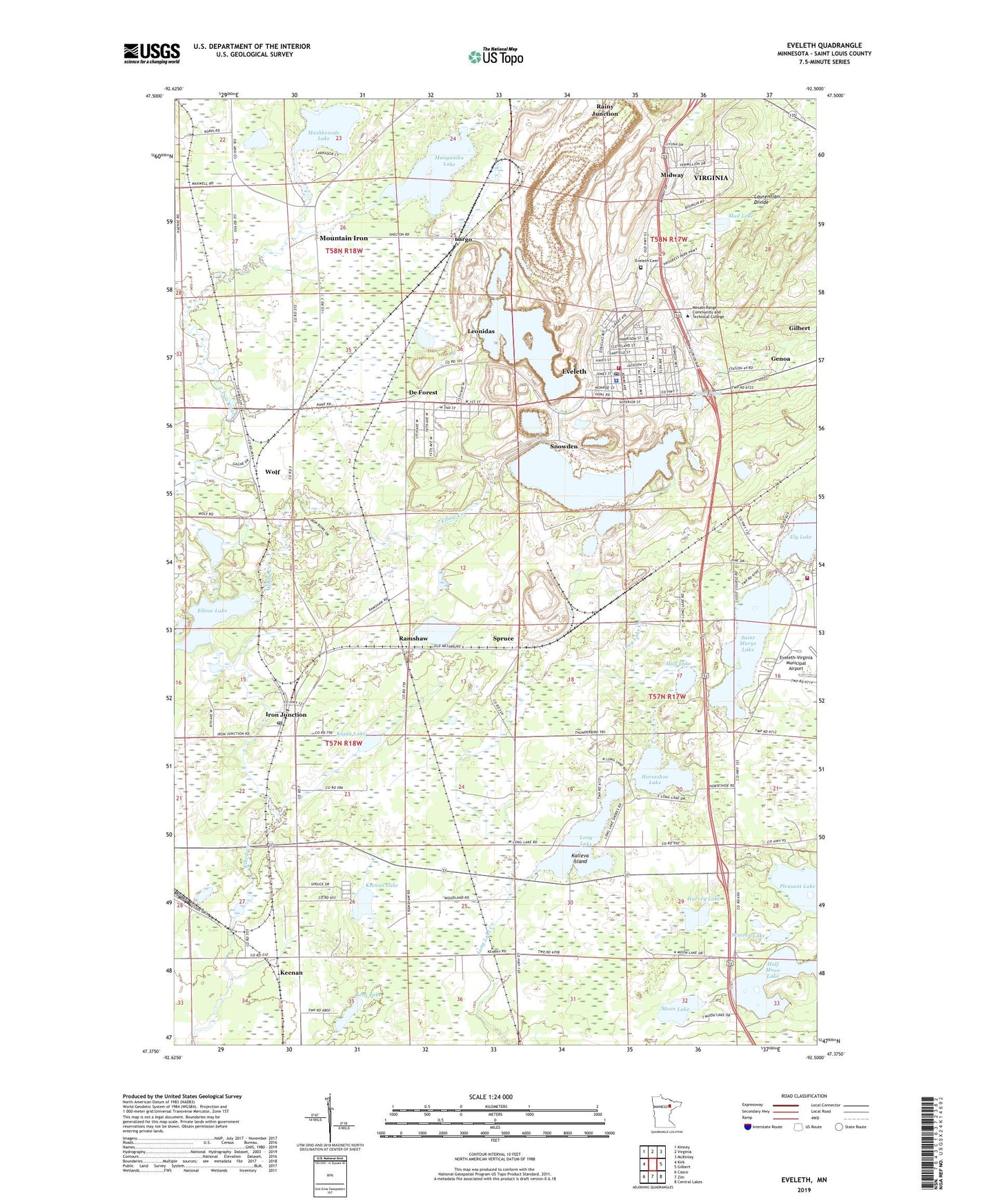 Eveleth Minnesota US Topo Map Image