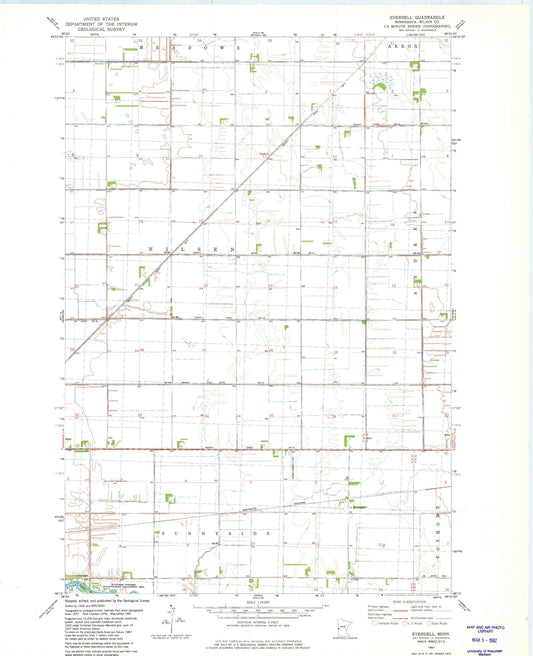 Classic USGS Everdell Minnesota 7.5'x7.5' Topo Map Image