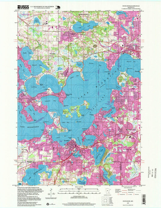 Classic USGS Excelsior Minnesota 7.5'x7.5' Topo Map Image