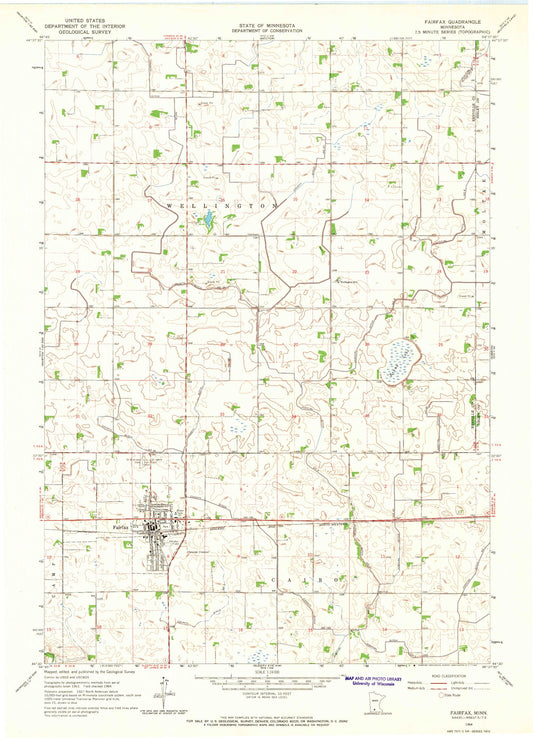 Classic USGS Fairfax Minnesota 7.5'x7.5' Topo Map Image