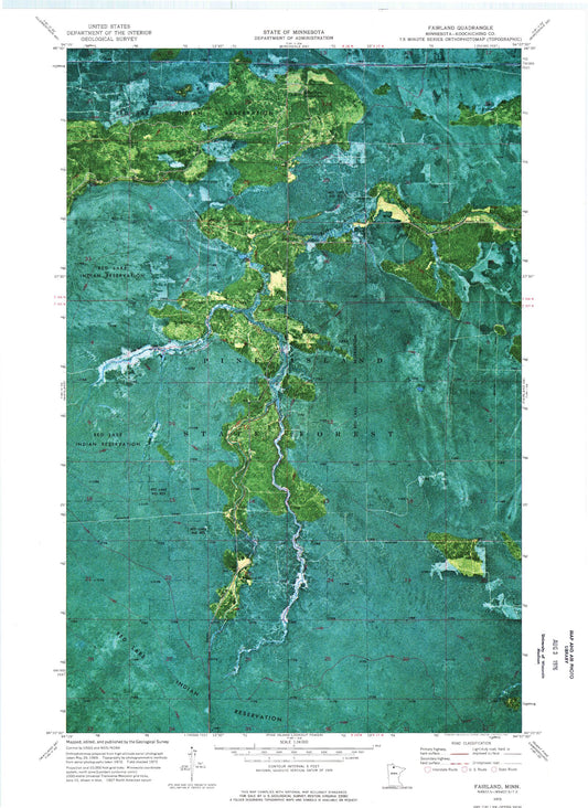 Classic USGS Fairland Minnesota 7.5'x7.5' Topo Map Image