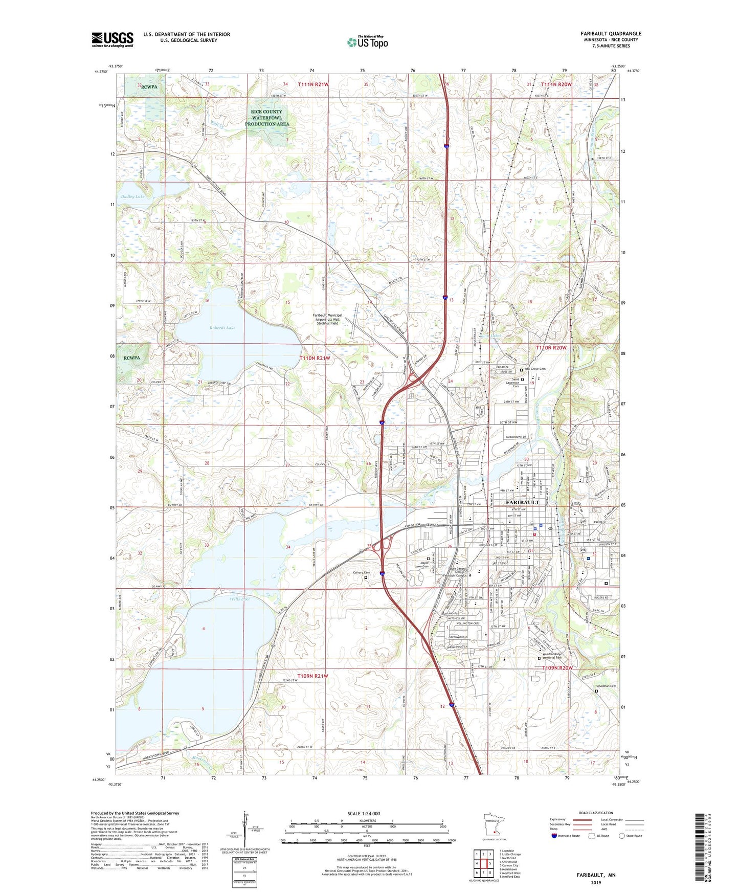 Faribault Minnesota US Topo Map Image
