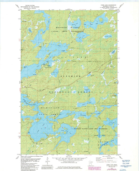 Classic USGS Farm Lake Minnesota 7.5'x7.5' Topo Map Image