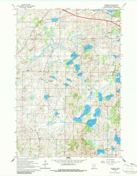 Classic USGS Farming Minnesota 7.5'x7.5' Topo Map Image