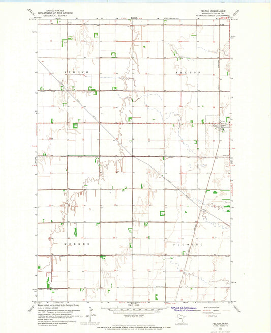 Classic USGS Felton Minnesota 7.5'x7.5' Topo Map Image
