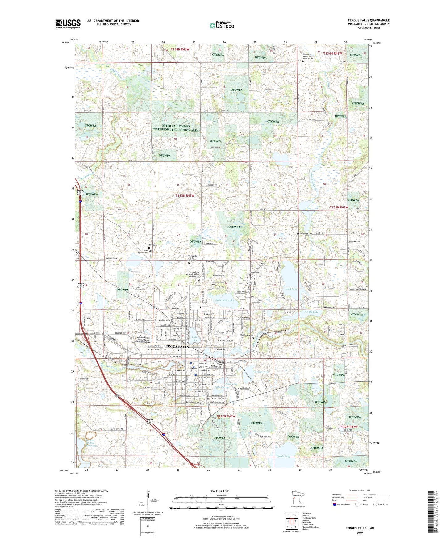Fergus Falls Minnesota US Topo Map Image