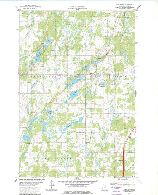 Classic USGS Finlayson Minnesota 7.5'x7.5' Topo Map Image