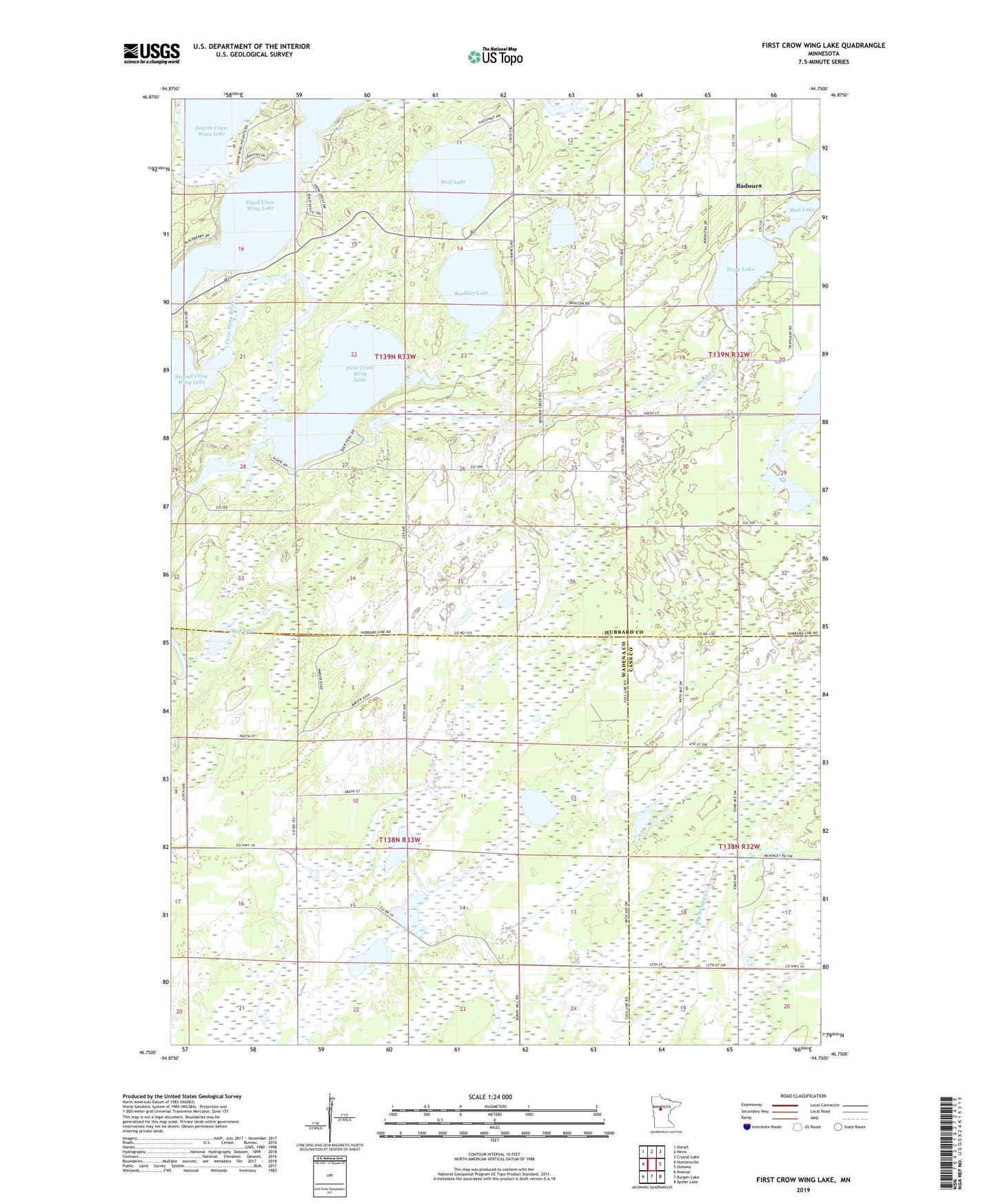 First Crow Wing Lake Minnesota US Topo Map Image