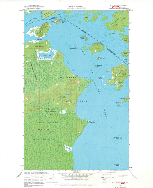 Classic USGS Flag Island Minnesota 7.5'x7.5' Topo Map Image