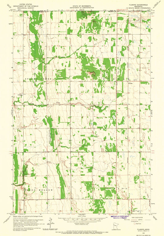 Classic USGS Flaming Minnesota 7.5'x7.5' Topo Map Image