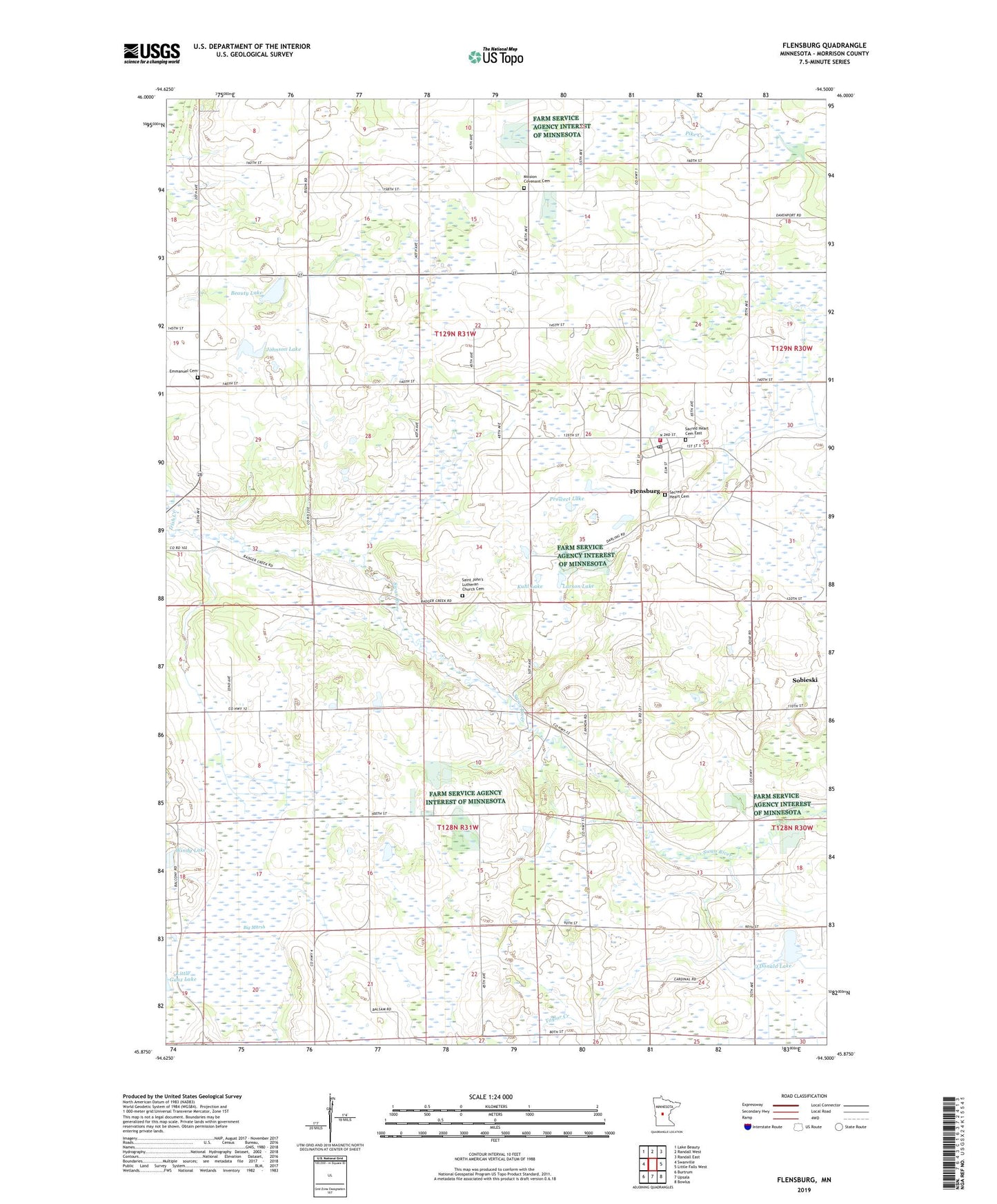 Flensburg Minnesota US Topo Map Image