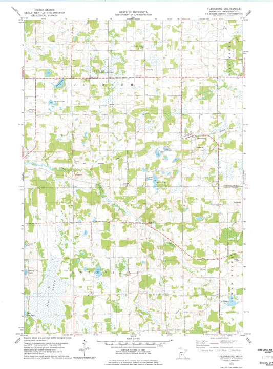 Classic USGS Flensburg Minnesota 7.5'x7.5' Topo Map Image