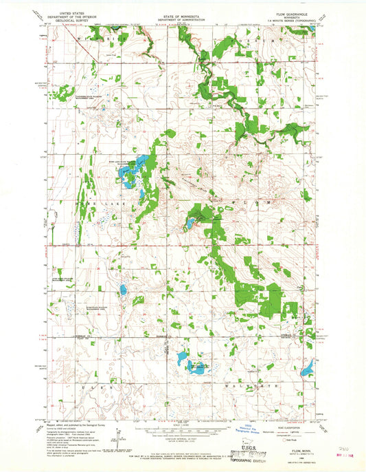 Classic USGS Flom Minnesota 7.5'x7.5' Topo Map Image