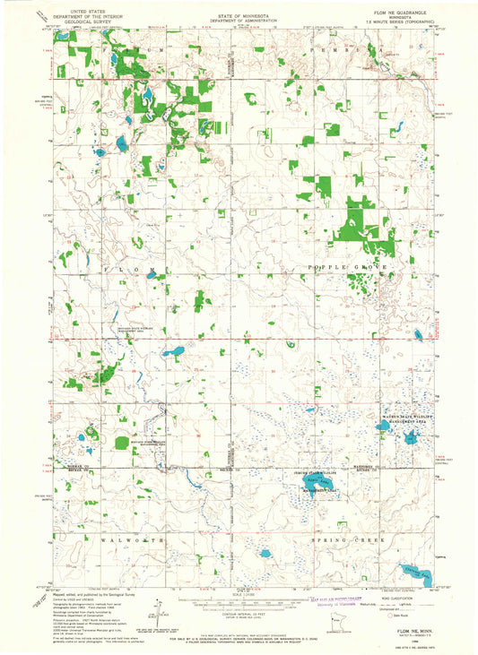 Classic USGS Flom NE Minnesota 7.5'x7.5' Topo Map Image