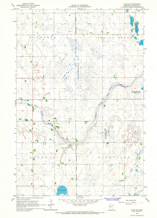 Classic USGS Flom SE Minnesota 7.5'x7.5' Topo Map Image