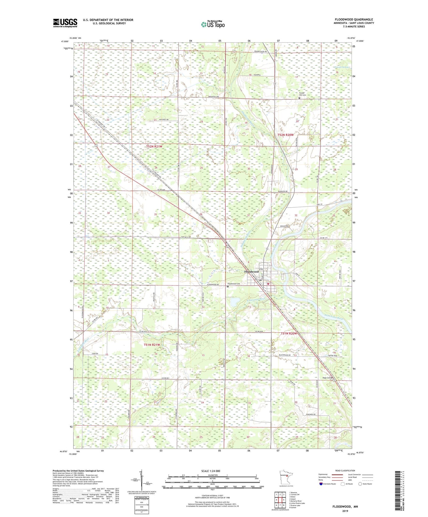 Floodwood Minnesota US Topo Map Image