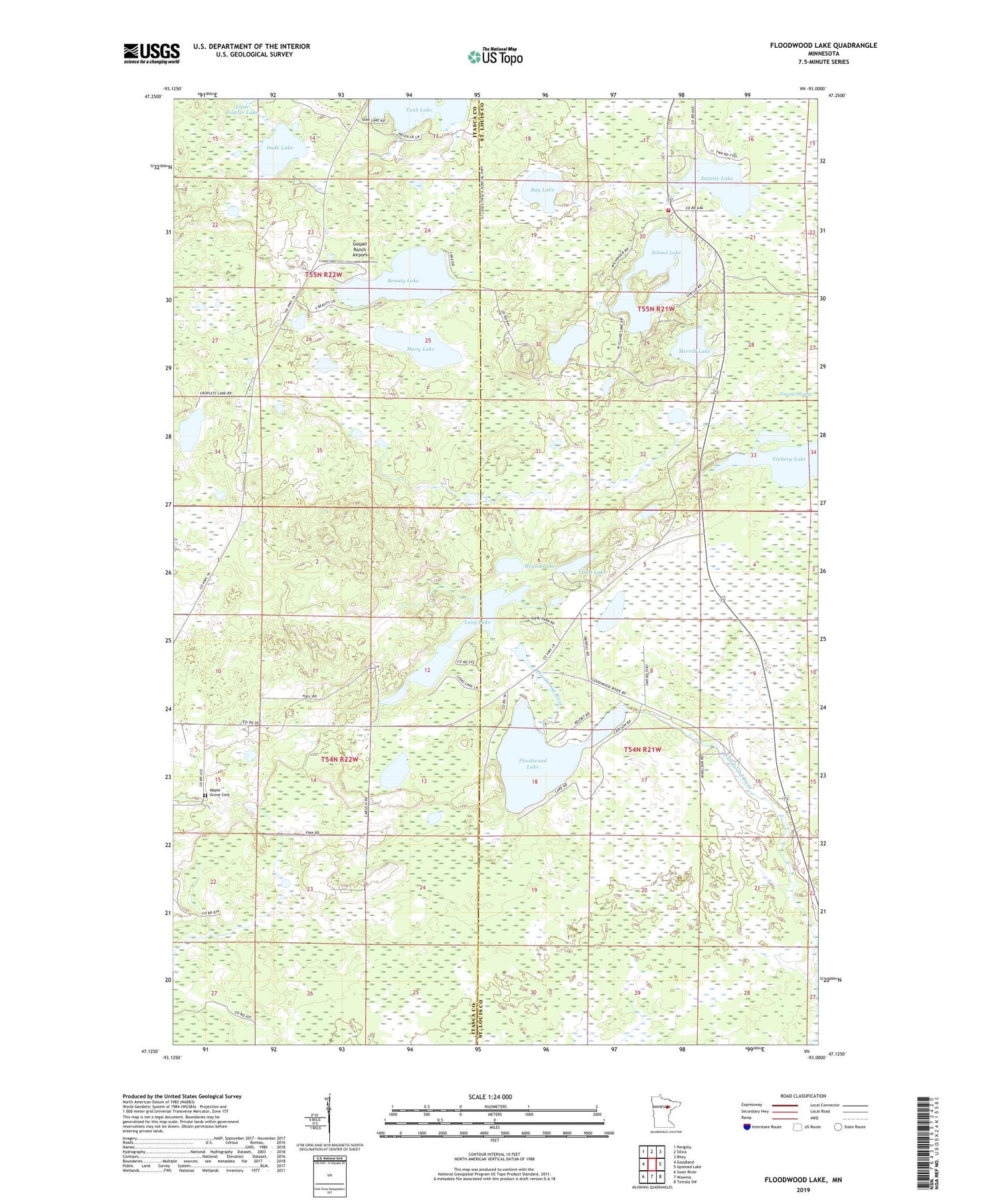 Floodwood Lake Minnesota US Topo Map Image