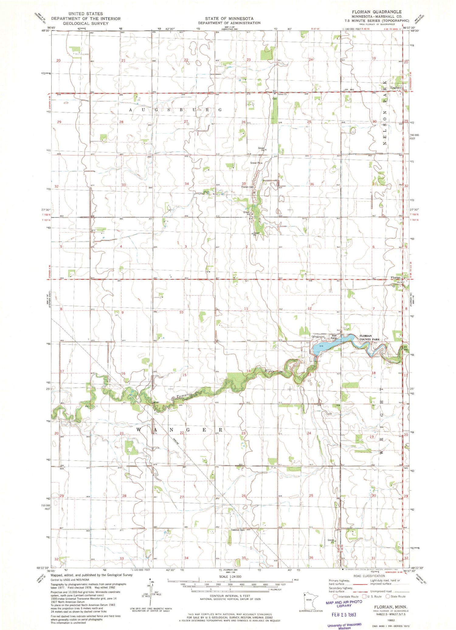 Classic USGS Florian Minnesota 7.5'x7.5' Topo Map Image
