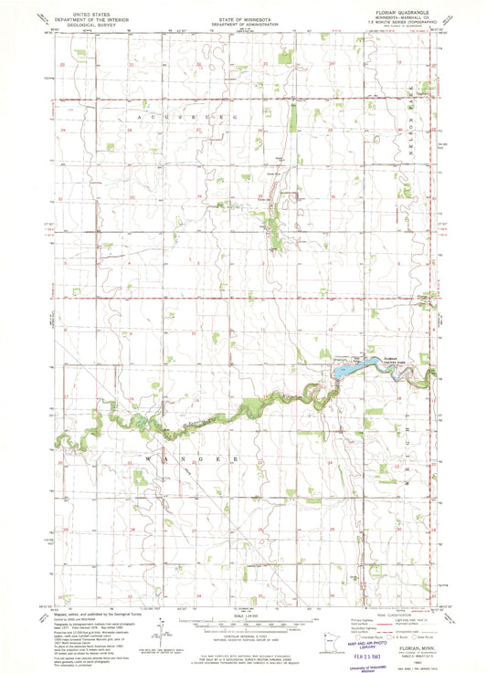 Classic USGS Florian Minnesota 7.5'x7.5' Topo Map Image