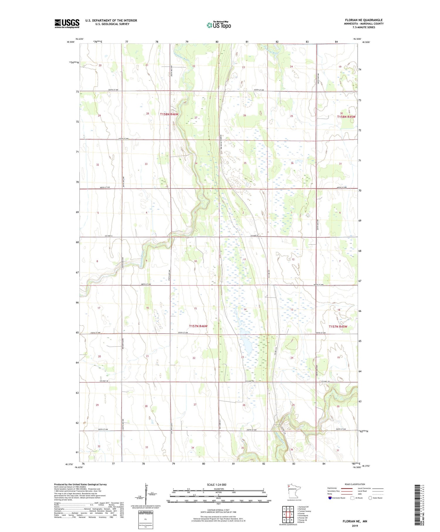 Florian NE Minnesota US Topo Map Image