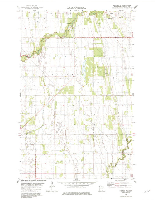 Classic USGS Florian SE Minnesota 7.5'x7.5' Topo Map Image