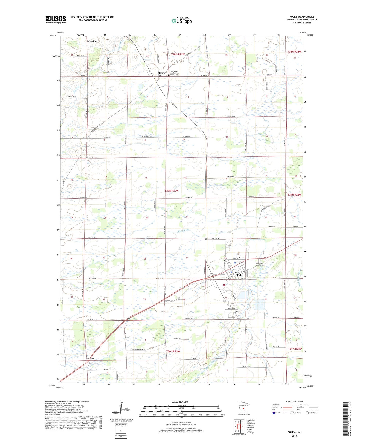 Foley Minnesota US Topo Map Image
