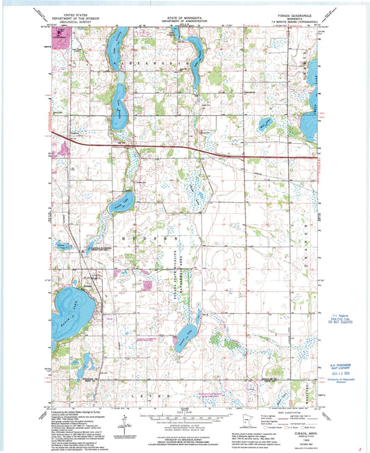 Classic USGS Forada Minnesota 7.5'x7.5' Topo Map Image