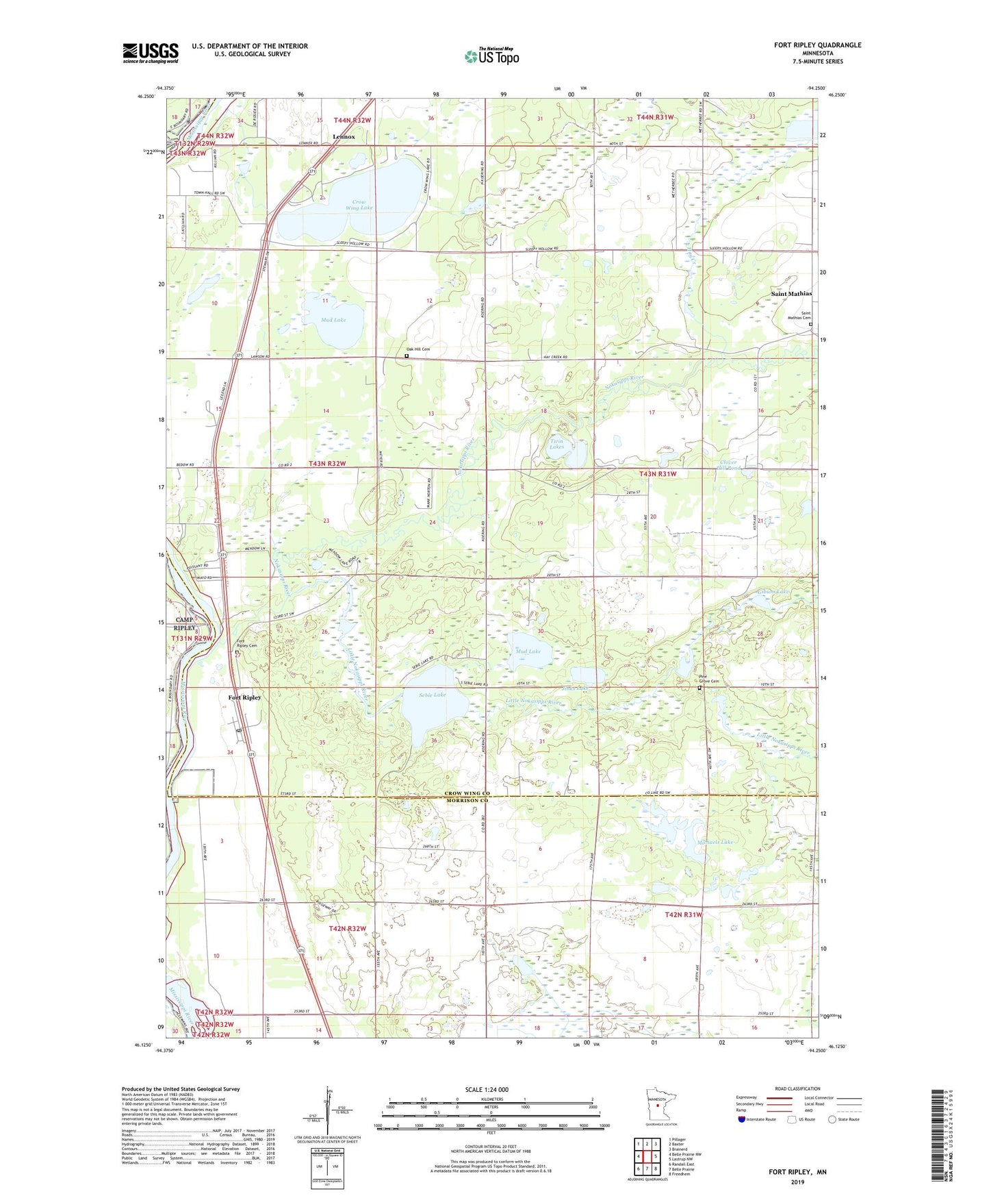 Fort Ripley Minnesota US Topo Map Image