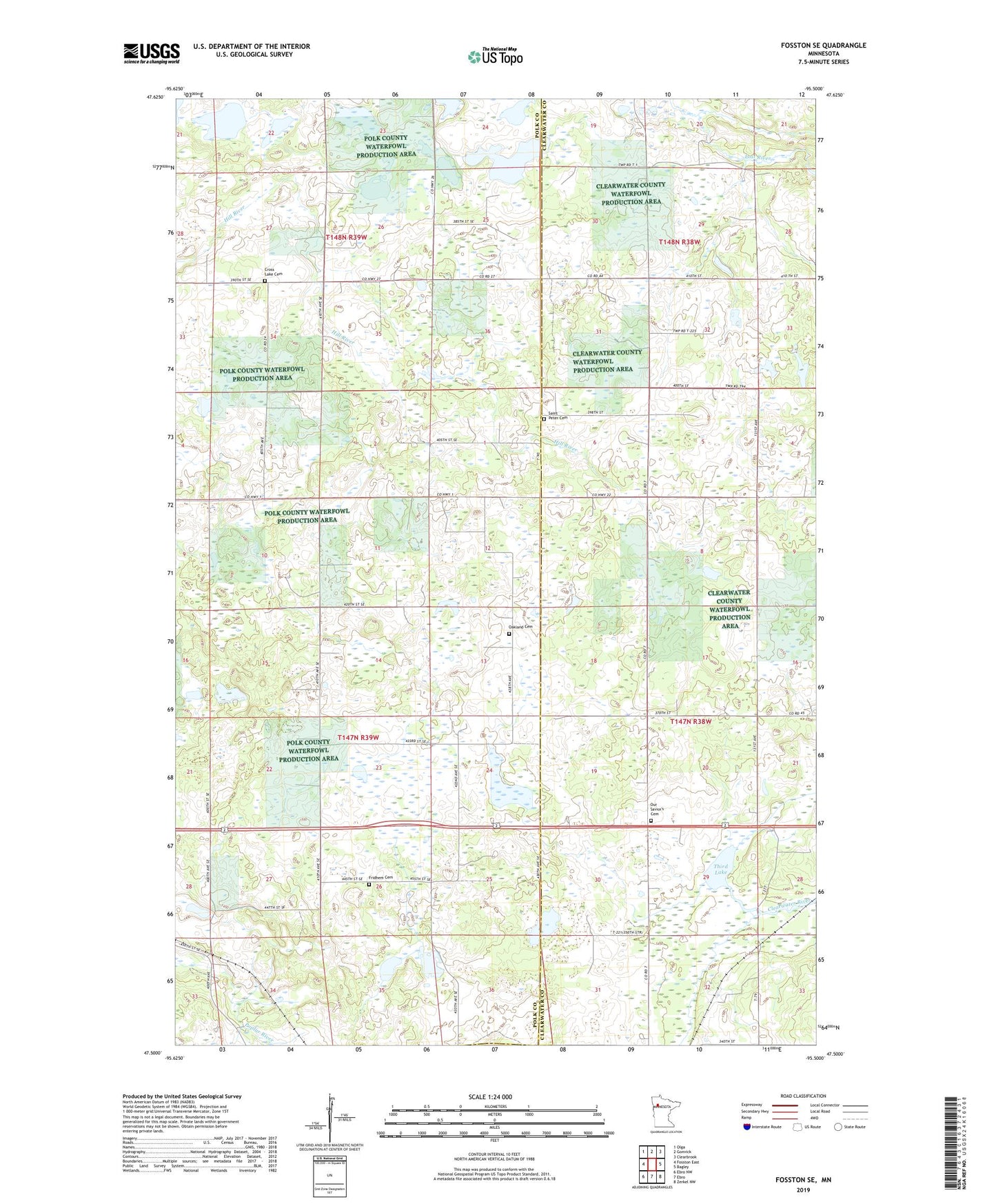 Fosston SE Minnesota US Topo Map Image