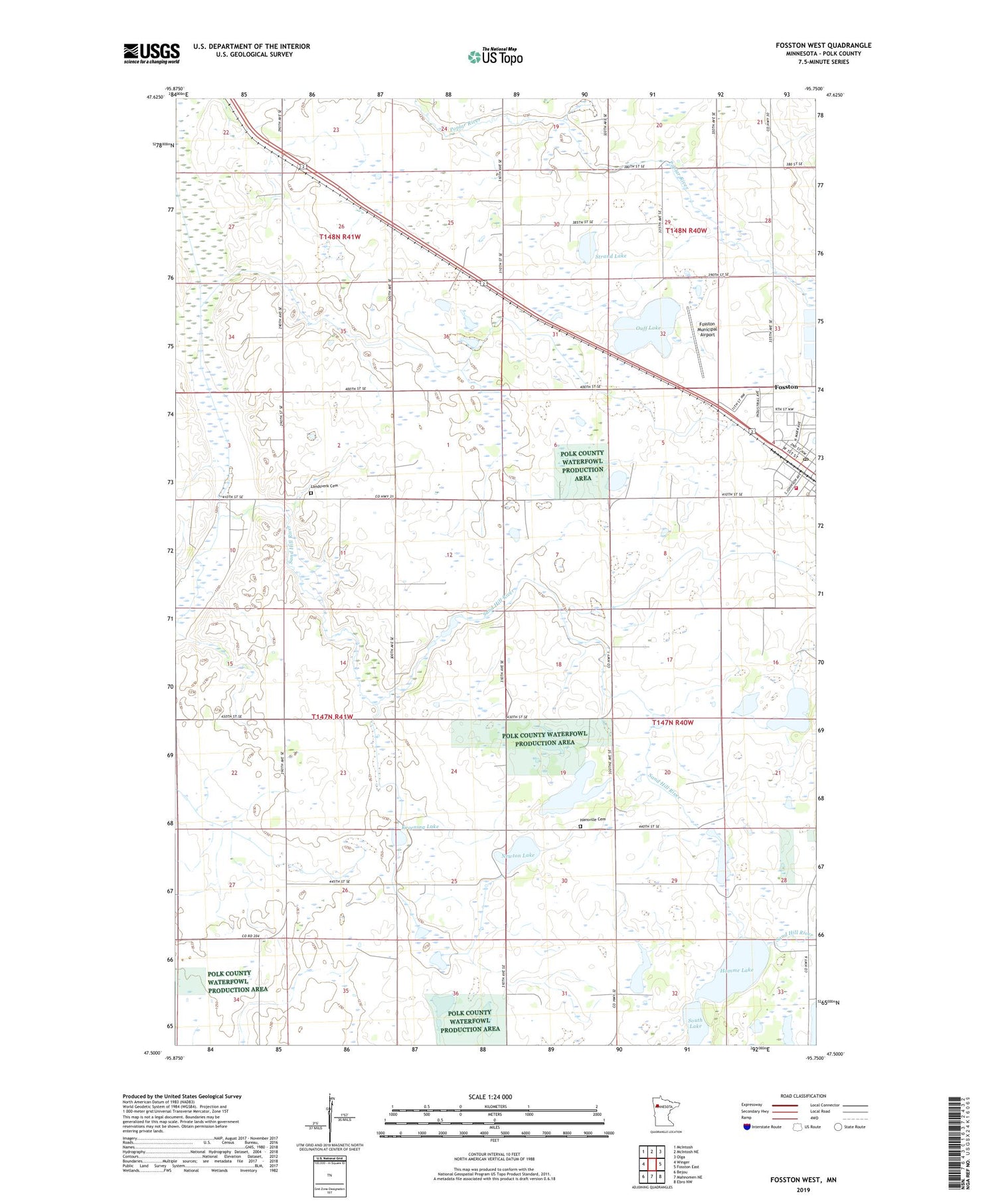 Fosston West Minnesota US Topo Map Image