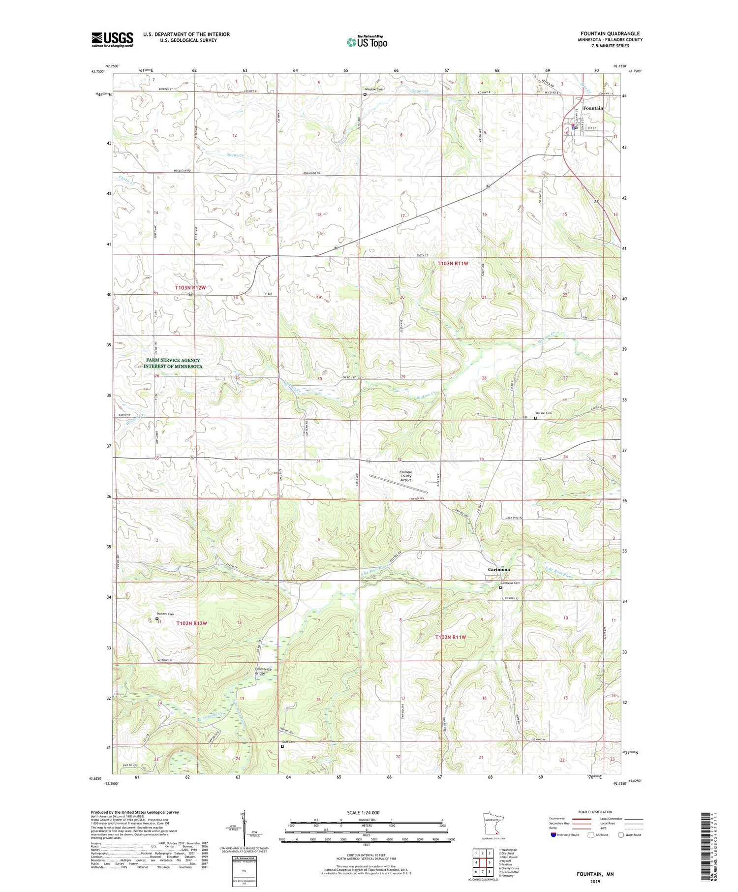 Fountain Minnesota US Topo Map Image