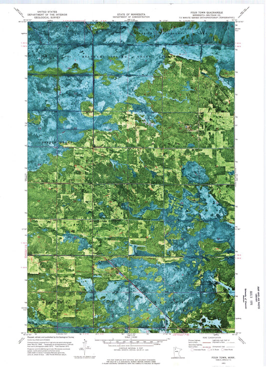 Classic USGS Four Town Minnesota 7.5'x7.5' Topo Map Image