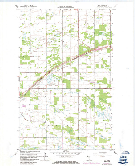 Classic USGS Fox Minnesota 7.5'x7.5' Topo Map Image