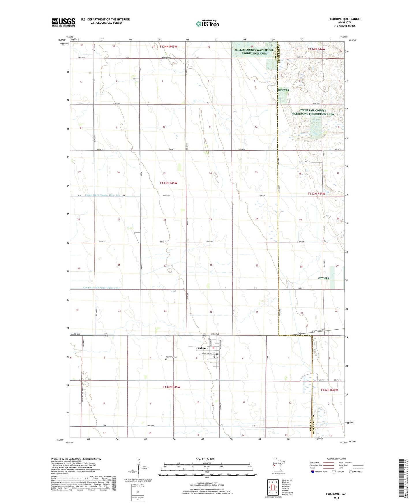 Foxhome Minnesota US Topo Map Image