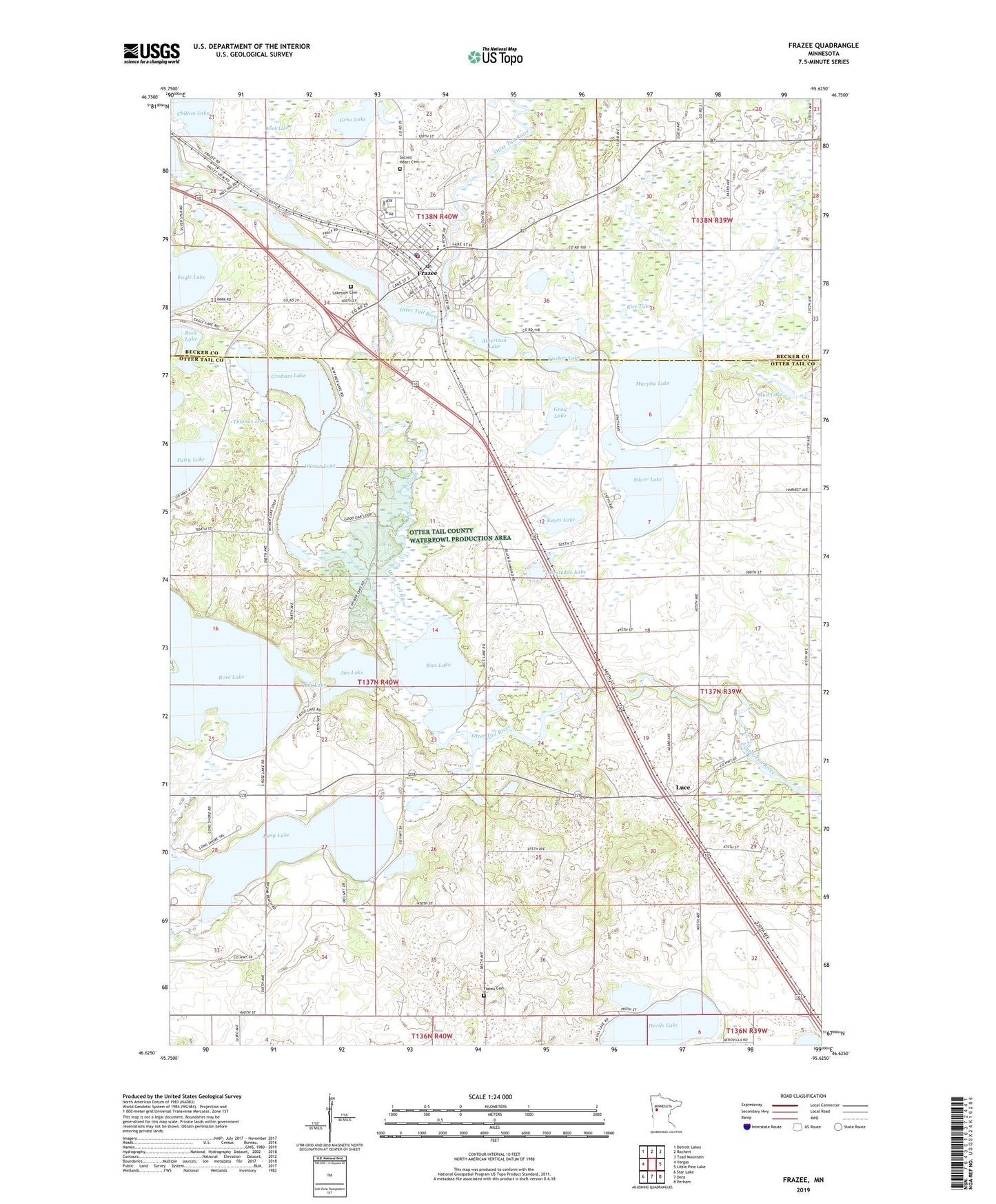Frazee Minnesota US Topo Map Image