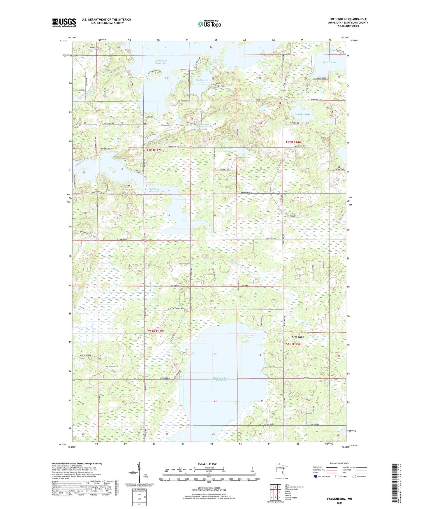 Fredenberg Minnesota US Topo Map Image