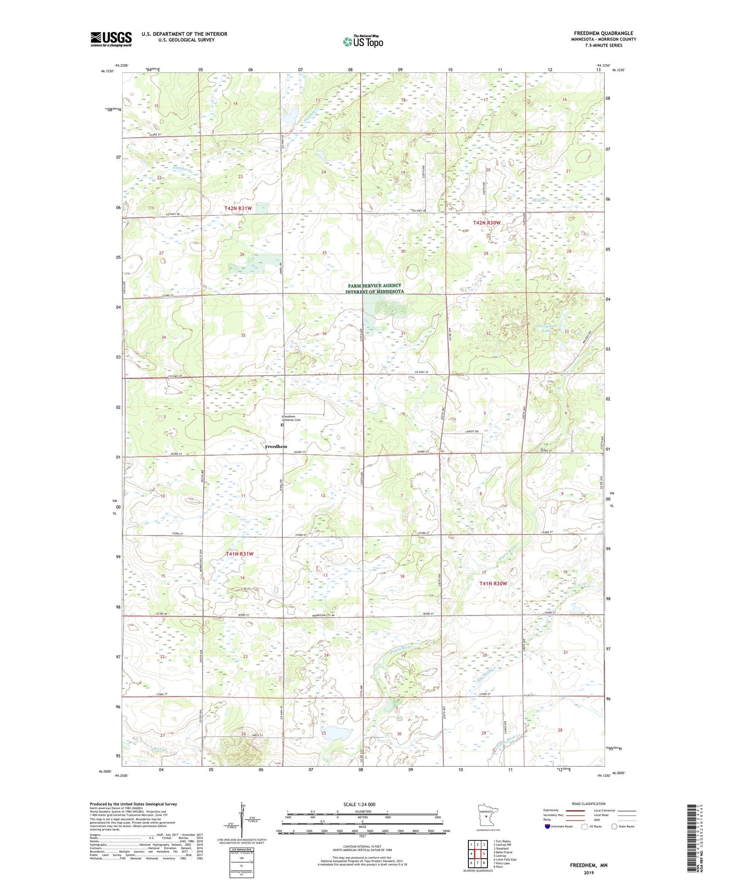 Freedhem Minnesota US Topo Map Image