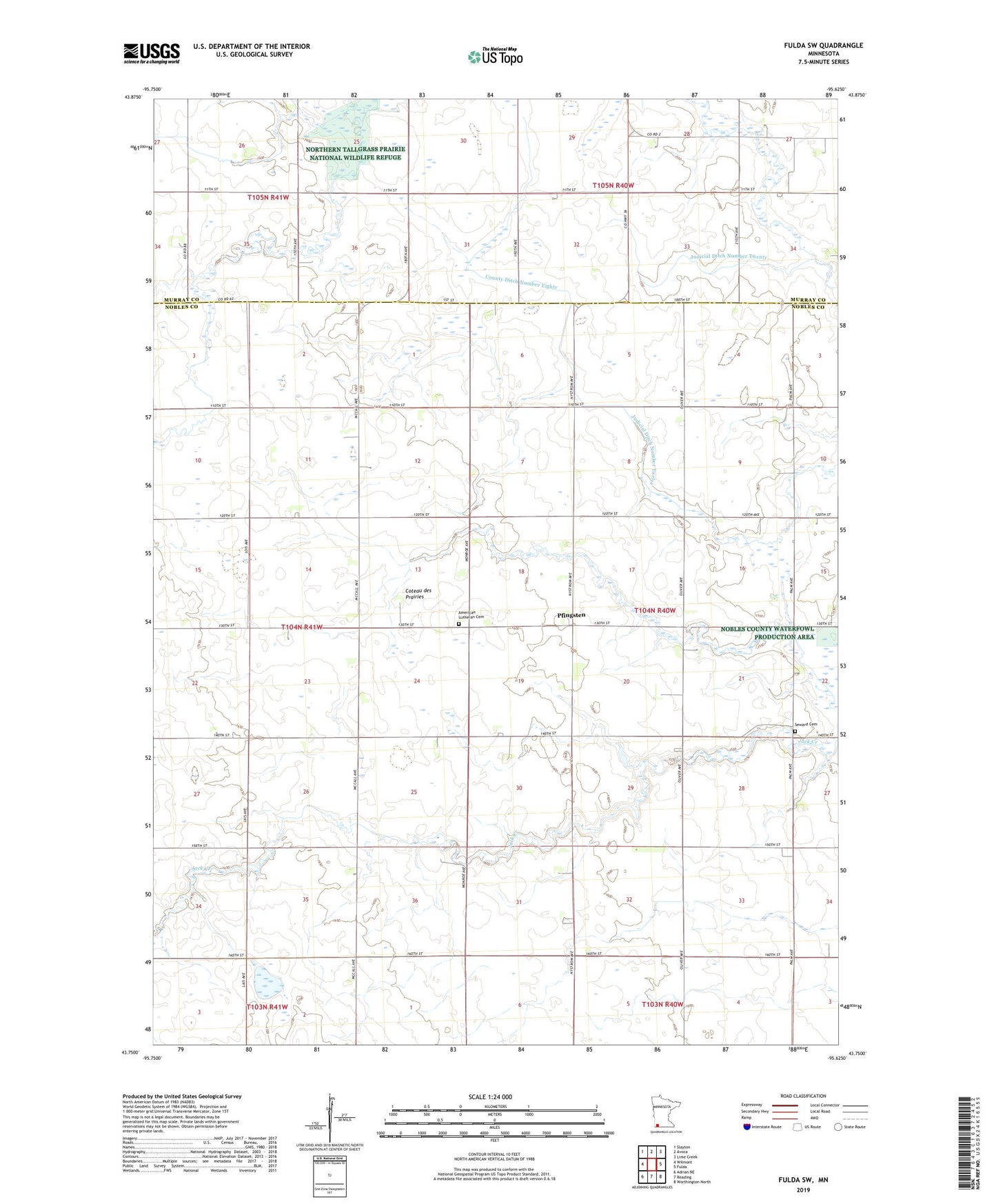 Fulda SW Minnesota US Topo Map Image