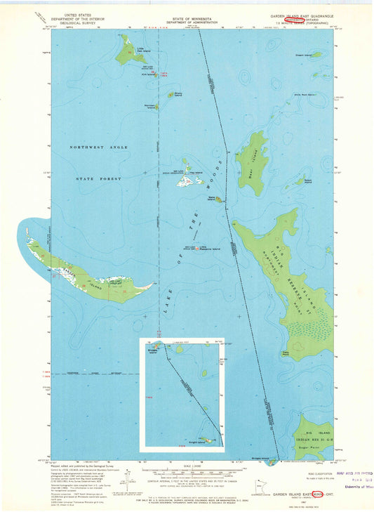 Classic USGS Garden Island East Minnesota 7.5'x7.5' Topo Map Image