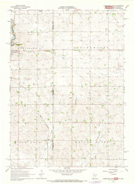 Classic USGS Garretson East South Dakota 7.5'x7.5' Topo Map Image