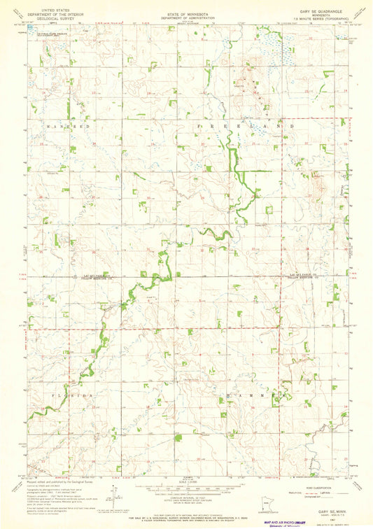 Classic USGS Gary SE Minnesota 7.5'x7.5' Topo Map Image