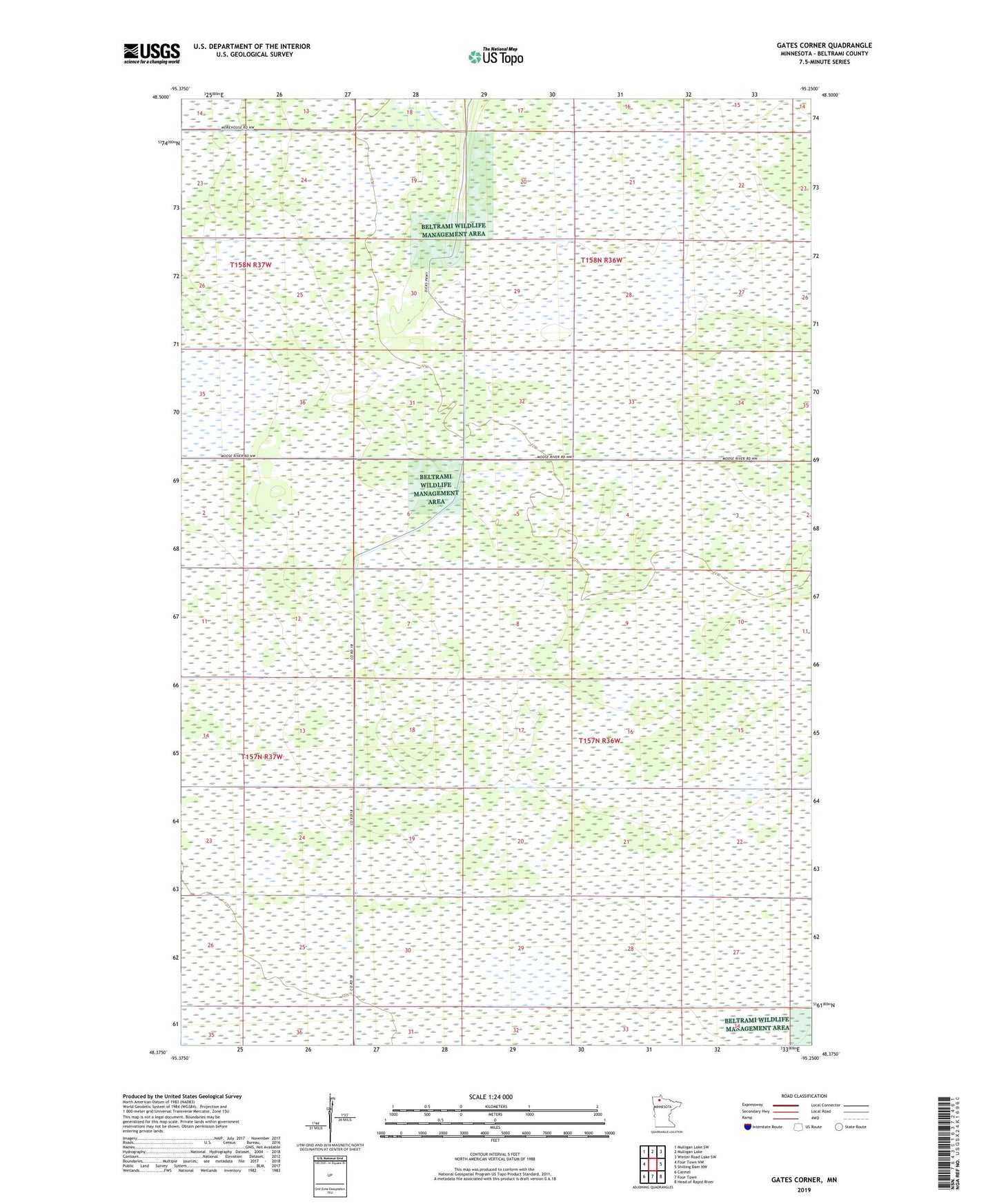 Gates Corner Minnesota US Topo Map Image
