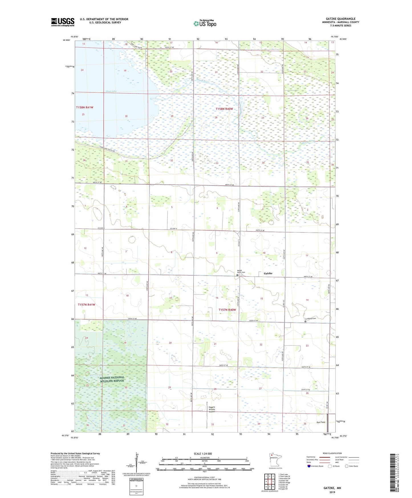 Gatzke Minnesota US Topo Map Image